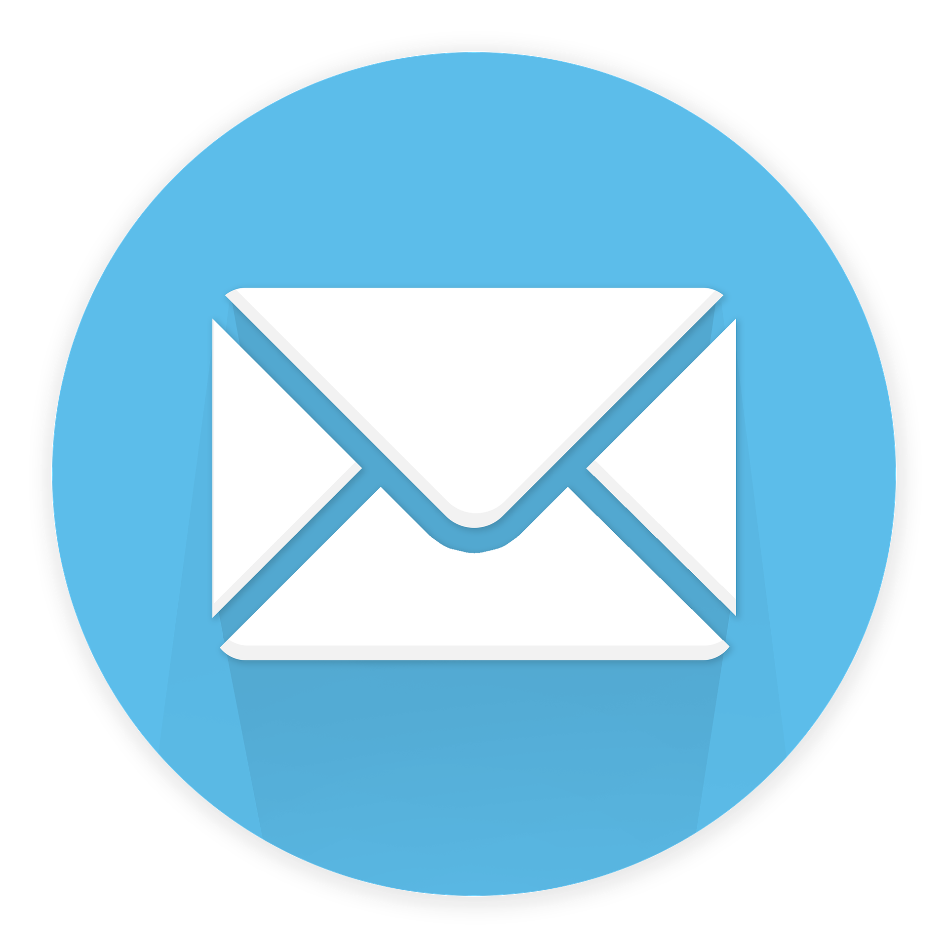 The email symbol of white envelope on a blue circle.