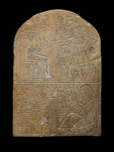 Stela (BM EA589) of Neferabu from Deir el-Medina, which is inscribed with a prayer containing a description of punishment by pain inflicted by the god Ptah. © Trustees of the British Museum