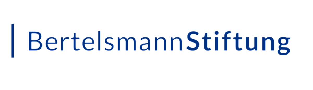 Logo of the Bertelsmann Stiftung. It consists of the foundation's name written in serified blue font. The first part of it not emboldened, the second part emboldened